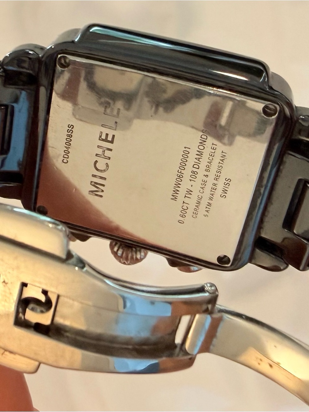 Michele Black Ceramic Deco Chronograph Watch with Diamond Bezel and Black Dial - Picture 5 of 7